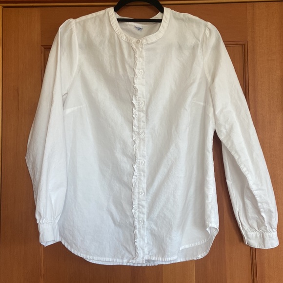 Relaxed Ruffle Trim Button-Down Shirt - Picture 2 of 8